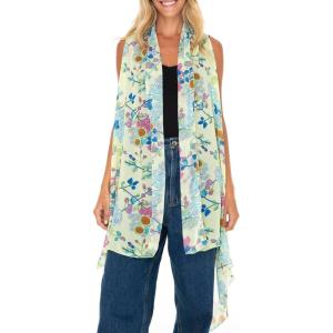 imageBack From Bali Womens Sleeveless Kimono Duster Sheer Chiffon Boho Cardigan VestFloral Yellow