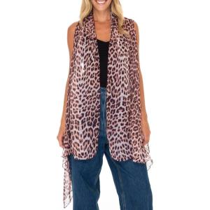 imageBack From Bali Womens Sleeveless Kimono Duster Sheer Chiffon Boho Cardigan VestLeopard