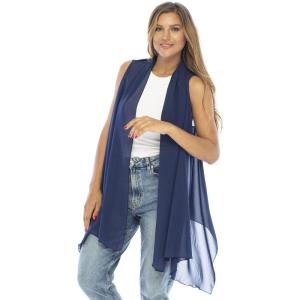 imageBack From Bali Womens Sleeveless Kimono Duster Sheer Chiffon Boho Cardigan VestNavy