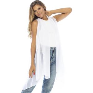 imageBack From Bali Womens Sleeveless Kimono Duster Sheer Chiffon Boho Cardigan VestWhite