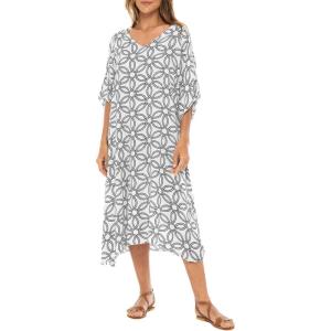 imageBack From Bali Womens Swimsuit Cover Up Long Poncho Print V Neck Pullover Beach Caftan for Bathing SuitOlympic Black