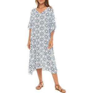 imageBack From Bali Womens Swimsuit Cover Up Long Poncho Print V Neck Pullover Beach Caftan for Bathing SuitOlympic Navy