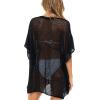 imageBack From Bali Womens 100 Cotton Knit Short Swimsuit Cover Up Lightweight Artisan Flowy Pullover Beach PonchoBlack