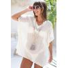 imageBack From Bali Womens 100 Cotton Knit Short Swimsuit Cover Up Lightweight Artisan Flowy Pullover Beach PonchoNatural