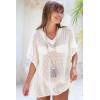 imageBack From Bali Womens 100 Cotton Knit Short Swimsuit Cover Up Lightweight Artisan Flowy Pullover Beach PonchoNatural