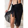 imageBack From Bali Womens Chiffon Ruffled Sarong Swimsuit Cover Up Sheer Bikini Beach Wrap Skirt with Waist TiesAllure Black
