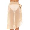 imageBack From Bali Womens Chiffon Ruffled Sarong Swimsuit Cover Up Sheer Bikini Beach Wrap Skirt with Waist TiesSuntan
