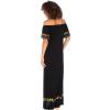 imageBack From Bali Womens Off Shoulder Long Mexican Embroidered Dress Maxi Boho Floral Summer Peasant DressBlack