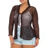 imageBack From Bali Womens Plus Size Ruffle Shrug Bolero Sheer Cardigan Arm Cover 2X 3X 4X Lightweight Brown
