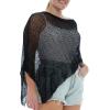 imageBack From Bali Womens Plus Size Sheer Poncho Shrug  Lightweight Knit Pullover Bolero Sweater 2X 3X 4XBlack