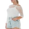 imageBack From Bali Womens Plus Size Sheer Poncho Shrug  Lightweight Knit Pullover Bolero Sweater 2X 3X 4XCreamOffwhite