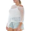 imageBack From Bali Womens Plus Size Sheer Poncho Shrug  Lightweight Knit Pullover Bolero Sweater 2X 3X 4XWhite