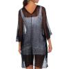 imageBack From Bali Womens Sheer Long Cardigan Lightweight Mesh Knit Kimono Duster  Sleeves Shrug with Curved HemBlack