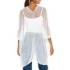 imageBack From Bali Womens Sheer Long Cardigan Lightweight Mesh Knit Kimono Duster  Sleeves Shrug with Curved HemWhite