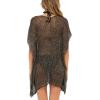 imageBack From Bali Womens Sheer Short Swimsuit Cover Up Sexy Pullover Metallic Mesh Knit Beach PonchoBlack Gold