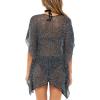 imageBack From Bali Womens Sheer Short Swimsuit Cover Up Sexy Pullover Metallic Mesh Knit Beach PonchoBlack Silver