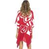 imageBack From Bali Womens Swimsuit Cover Up Short Poncho Print Pullover Beach Caftan for Bathing SuitRed
