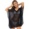imageBack From Bali Womens 100 Cotton Knit Short Swimsuit Cover Up Lightweight Artisan Flowy Pullover Beach PonchoBlack