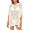 imageBack From Bali Womens 100 Cotton Knit Short Swimsuit Cover Up Lightweight Artisan Flowy Pullover Beach PonchoNatural