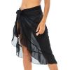 imageBack From Bali Womens Chiffon Ruffled Sarong Swimsuit Cover Up Sheer Bikini Beach Wrap Skirt with Waist TiesAllure Black