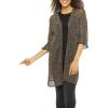 imageBack From Bali Womens Metallic Sheer Long Cardigan Open Front Shrug Lite Kimono Sweater Lightweight KnitBlack Gold