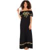 imageBack From Bali Womens Off Shoulder Long Mexican Embroidered Dress Maxi Boho Floral Summer Peasant DressBlack