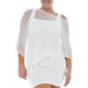 imageBack From Bali Womens Plus Size Sheer Poncho Shrug  Lightweight Knit Pullover Bolero Sweater 2X 3X 4XWhite