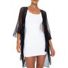 imageBack From Bali Womens Sheer Long Cardigan Lightweight Mesh Knit Kimono Duster  Sleeves Shrug with Curved HemBlack
