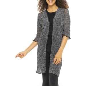 imageBack From Bali Womens Metallic Sheer Long Cardigan Open Front Shrug Lite Kimono Sweater Lightweight KnitBlack Silver