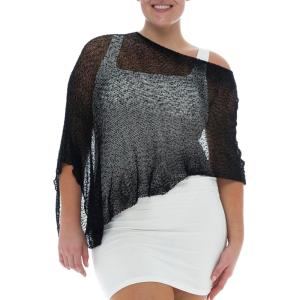 imageBack From Bali Womens Plus Size Sheer Poncho Shrug  Lightweight Knit Pullover Bolero Sweater 2X 3X 4XBlack