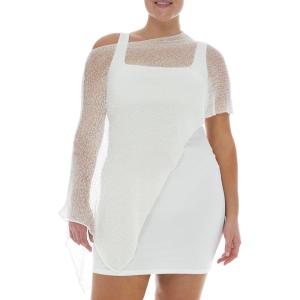 imageBack From Bali Womens Plus Size Sheer Poncho Shrug  Lightweight Knit Pullover Bolero Sweater 2X 3X 4XCreamOffwhite