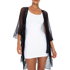 imageBack From Bali Womens Sheer Long Cardigan Lightweight Mesh Knit Kimono Duster  Sleeves Shrug with Curved HemBlack
