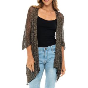imageBack From Bali Womens Sheer Long Cardigan Lightweight Mesh Knit Kimono Duster  Sleeves Shrug with Curved HemBlack Gold