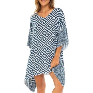 imageBack From Bali Womens Swimsuit Cover Up Short Poncho Print Pullover Beach Caftan for Bathing SuitGraphic Navy