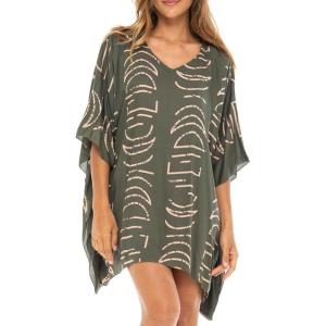 imageBack From Bali Womens Swimsuit Cover Up Short Poncho Print Pullover Beach Caftan for Bathing SuitRuins Khaki