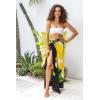 imageBack From Bali Womens Sarong Coverup Hand Painted Flower Swimsuit Wrap Skirt Beach Pareo with Coconut ClipBlack