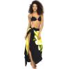 imageBack From Bali Womens Sarong Coverup Hand Painted Flower Swimsuit Wrap Skirt Beach Pareo with Coconut ClipBlack