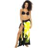 imageBack From Bali Womens Sarong Coverup Hand Painted Flower Swimsuit Wrap Skirt Beach Pareo with Coconut ClipBlack