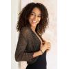 imageBack From Bali Womens Sheer Bolero Shrug Lightweight Knit Sweater for Dresses Cropped Jacket Evening DressesBlack Gold