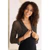 imageBack From Bali Womens Sheer Bolero Shrug Lightweight Knit Sweater for Dresses Cropped Jacket Evening DressesMetallic Black Gold