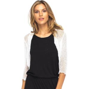 imageBack From Bali Womens Sheer Bolero Shrug Lightweight Knit Sweater for Dresses Cropped Jacket Evening DressesWhite