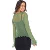 imageBack From Bali Womens Sheer Shrug Bolero Long Sleeves Cropped Cardigan Lite Bell SleevesGreen