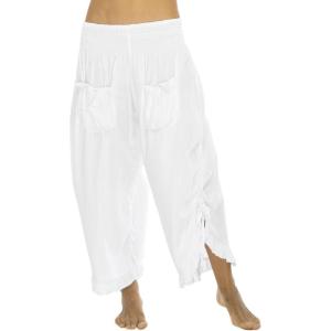 imageBack From Bali Womens Cropped Wide Leg Pants Trouser Comfort Solid Elastic Waist S4XLWhite
