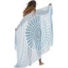imageBack From Bali Womens Plus Size Sarong Swimsuit Cover Up Peacock Beach Wear Bikini Wrap Skirt with Coconut ClipWhite Blue