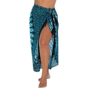 imageBack From Bali Womens Plus Size Sarong Swimsuit Cover Up Peacock Beach Wear Bikini Wrap Skirt with Coconut ClipTosca Black